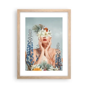 Poster în ramă de stejar deschis - Femeia floare - 30x40 cm