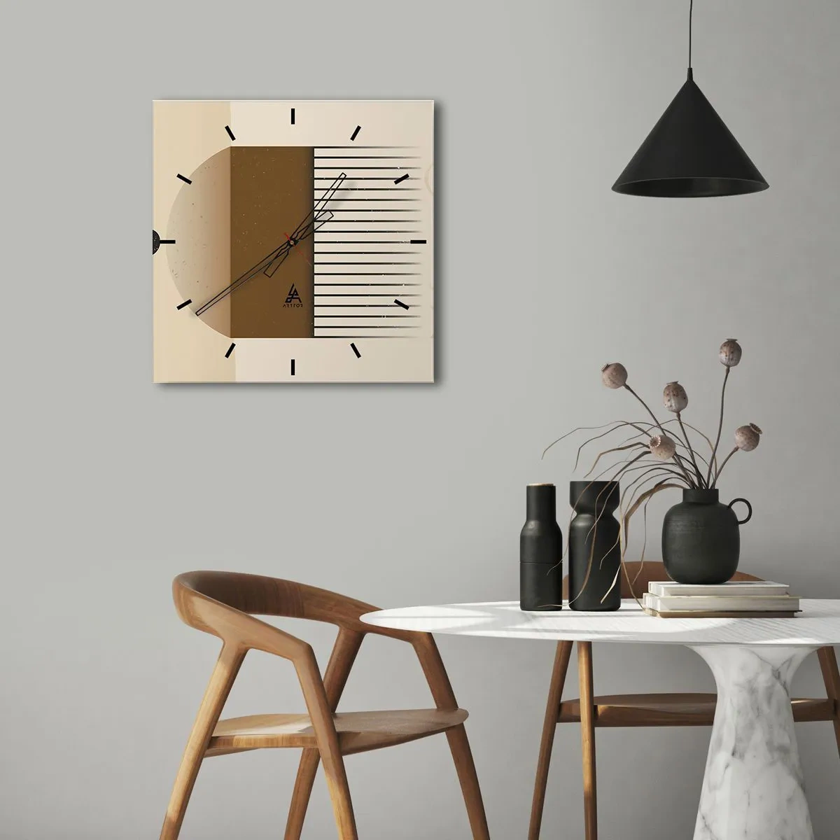 Ceas de perete - Ceas pe sticlă - Stări diferite - 40x40 cm