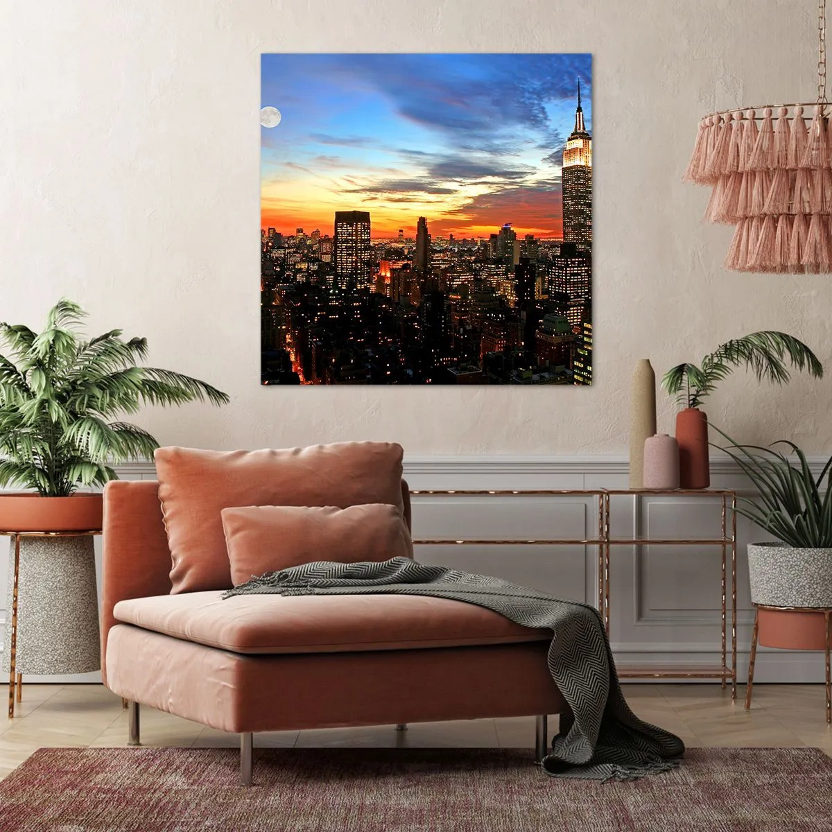 Tablou pe pânză - O noapte americană luminoasă - 50x50 cm