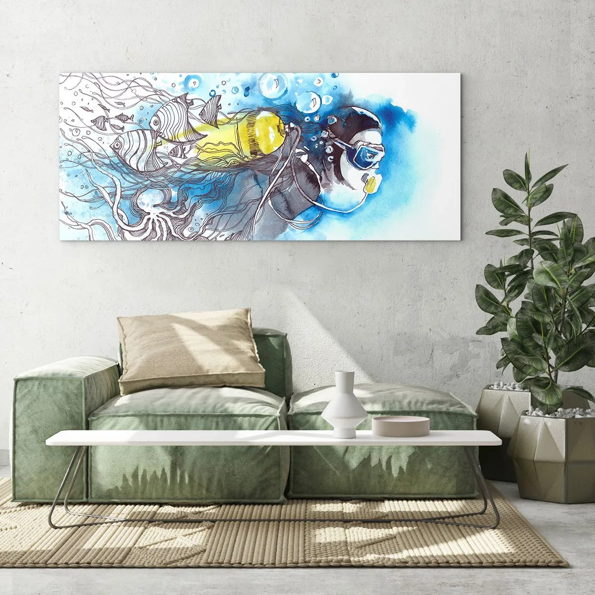 Tablou pe sticlă - Marele albastru - 120x50 cm