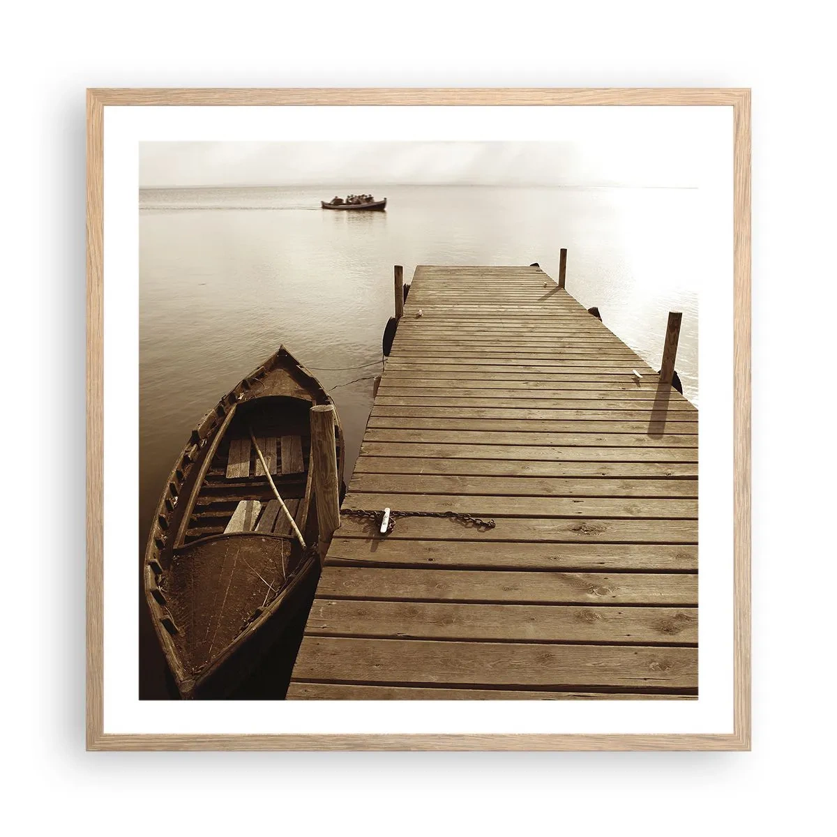 Poster în ramă de stejar deschis - Marea pace - 60x60 cm