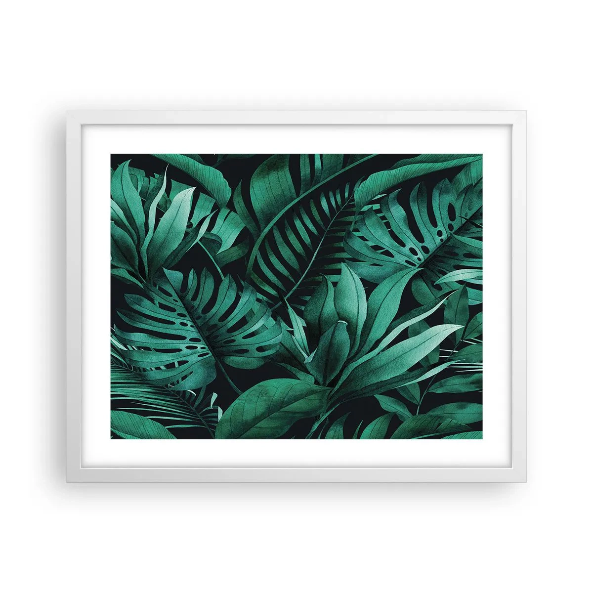 Poster în ramă albă - Profunzimea verdelui tropical - 50x40 cm