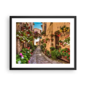 Poster în ramă neagră - Străduță italiană - 50x40 cm