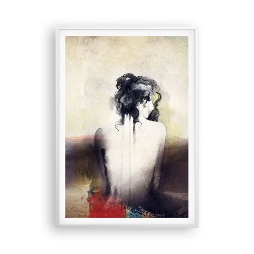 Poster în ramă albă - Linii moi, forme ovale - 70x100 cm