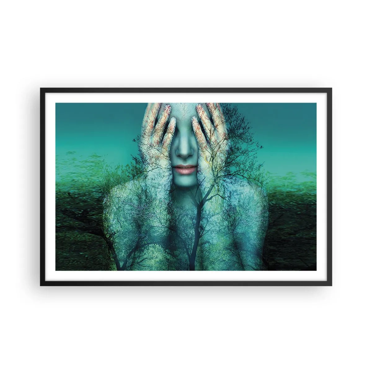 Poster în ramă neagră - Scufundată în albastru - 91x61 cm