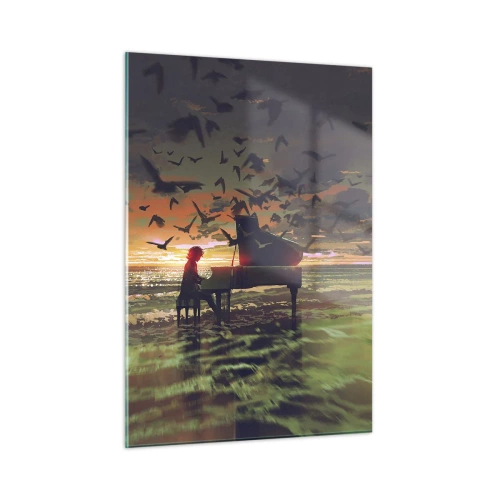 Tablou pe sticlă - Concert pentru pian și valuri - 50x70 cm