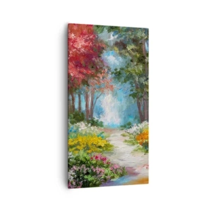 Tablou pe pânză - Grădină de pădure, pădure de flori - 55x100 cm