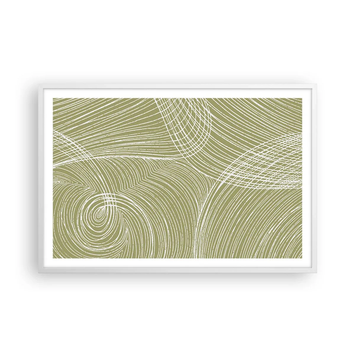 Poster în ramă albă - Abstracție complicată în alb - 91x61 cm