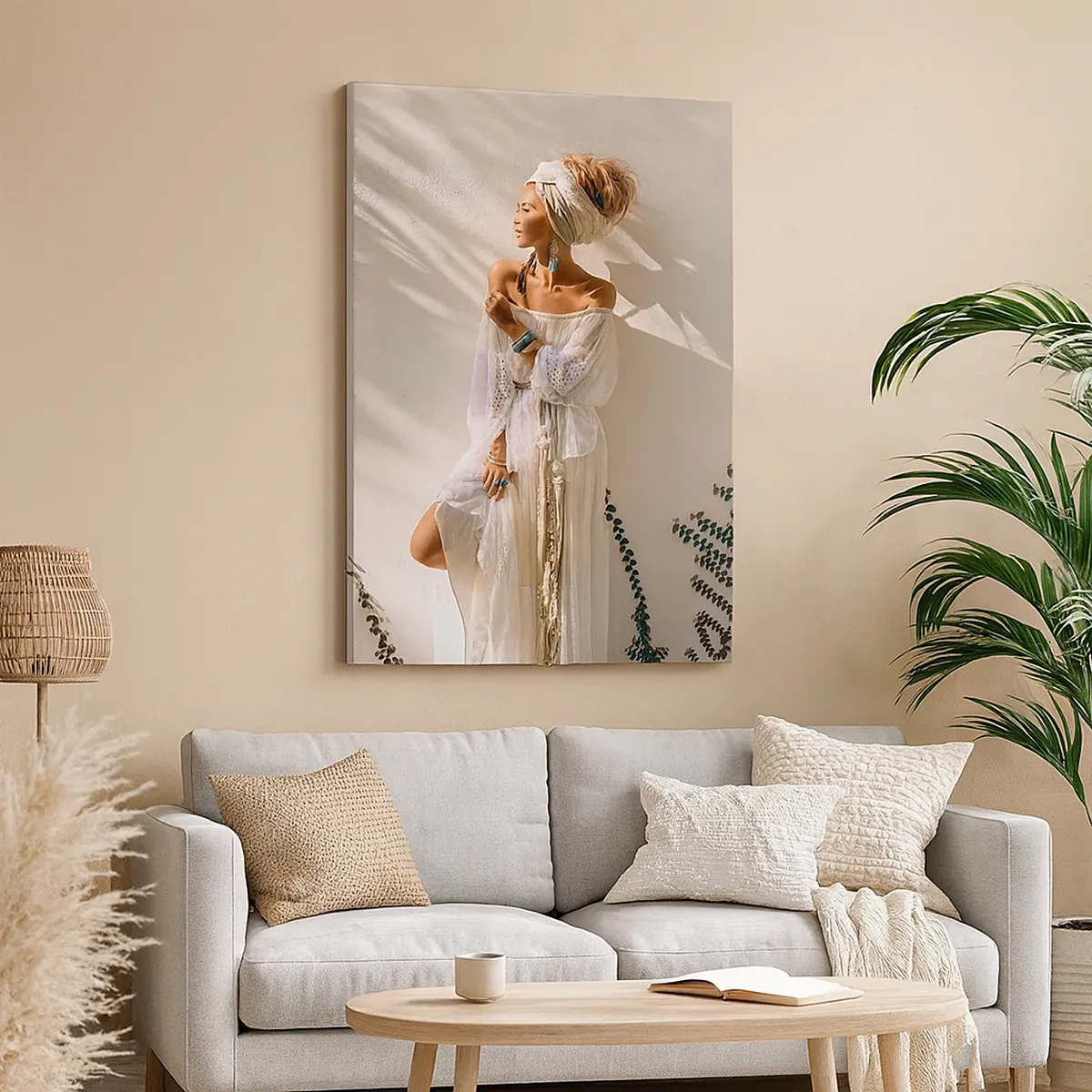 Tablou pe pânză - Soarele și fata - 50x70 cm