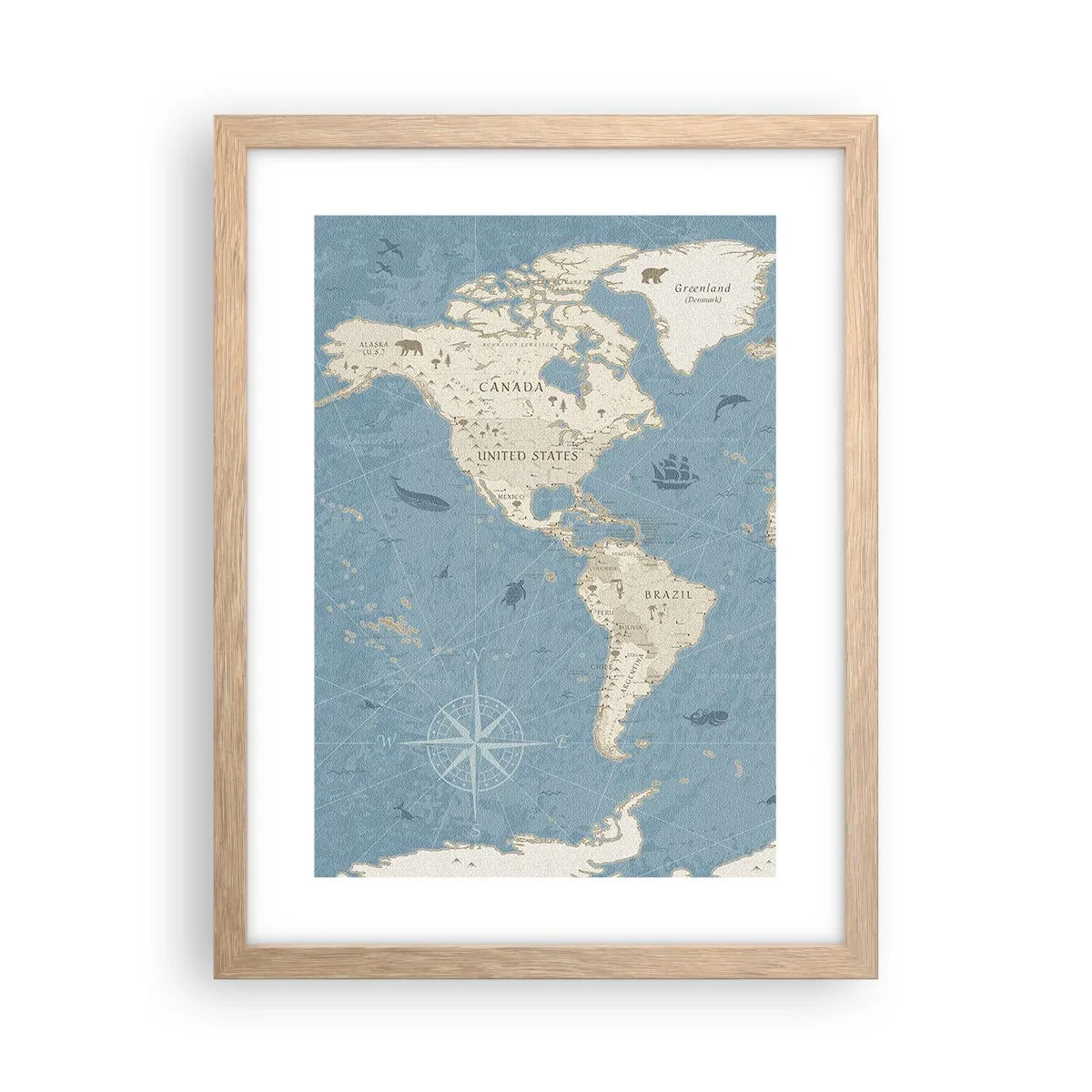 Poster în ramă de stejar deschis - Lumea la îndemână - 30x40 cm