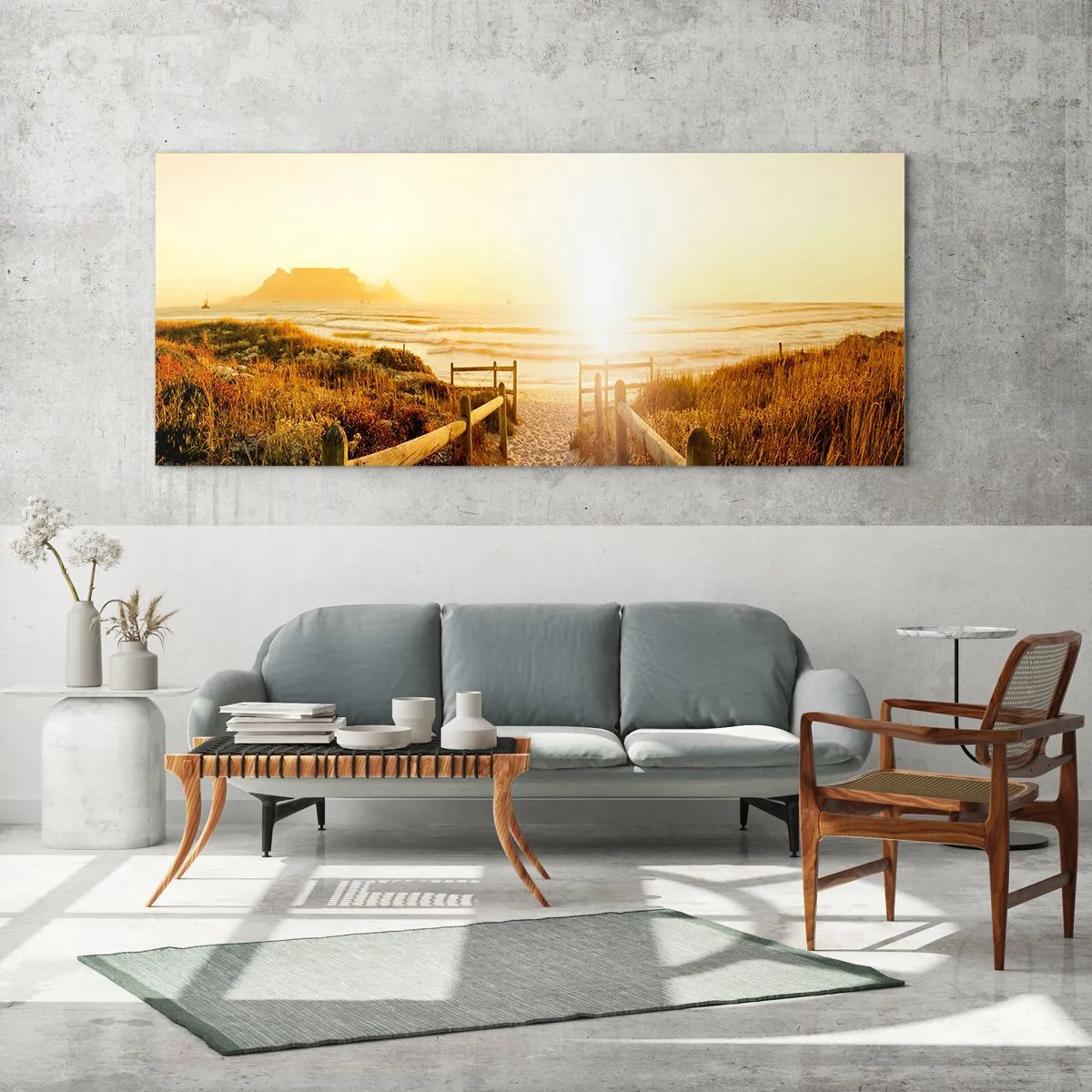 Tablou pe sticlă - Prin dune spre soare - 100x40 cm