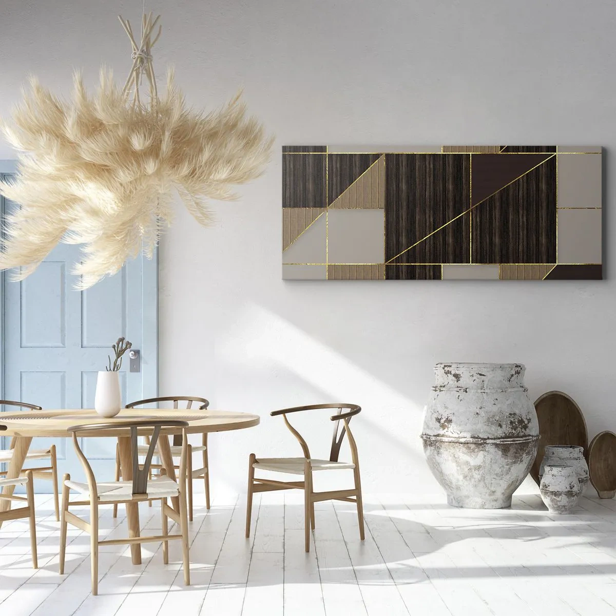 Tablou pe pânză - Un mozaic de maro și auriu - 160x50 cm