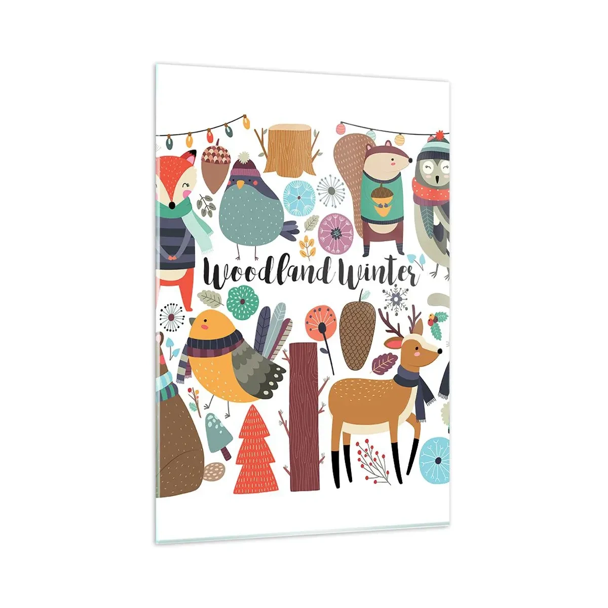 Tablou pe sticlă - Un Crăciun de basm în pădure - 80x120 cm