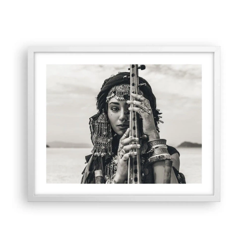 Poster în ramă albă - Muzica orientală în sine - 50x40 cm