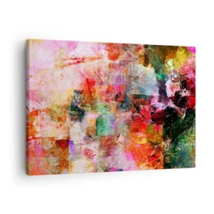 Tablou pe pânză Canvas - O compoziție abstractă cu tonuri dominante de roz și roșu. - 70x50cm - O călătorie prin roz - Decorațiune modernă pentru perete pentru living și dormitor ARTTOR