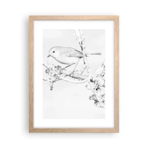 Poster în ramă de stejar deschis - Dimineață de iarnă - 30x40 cm