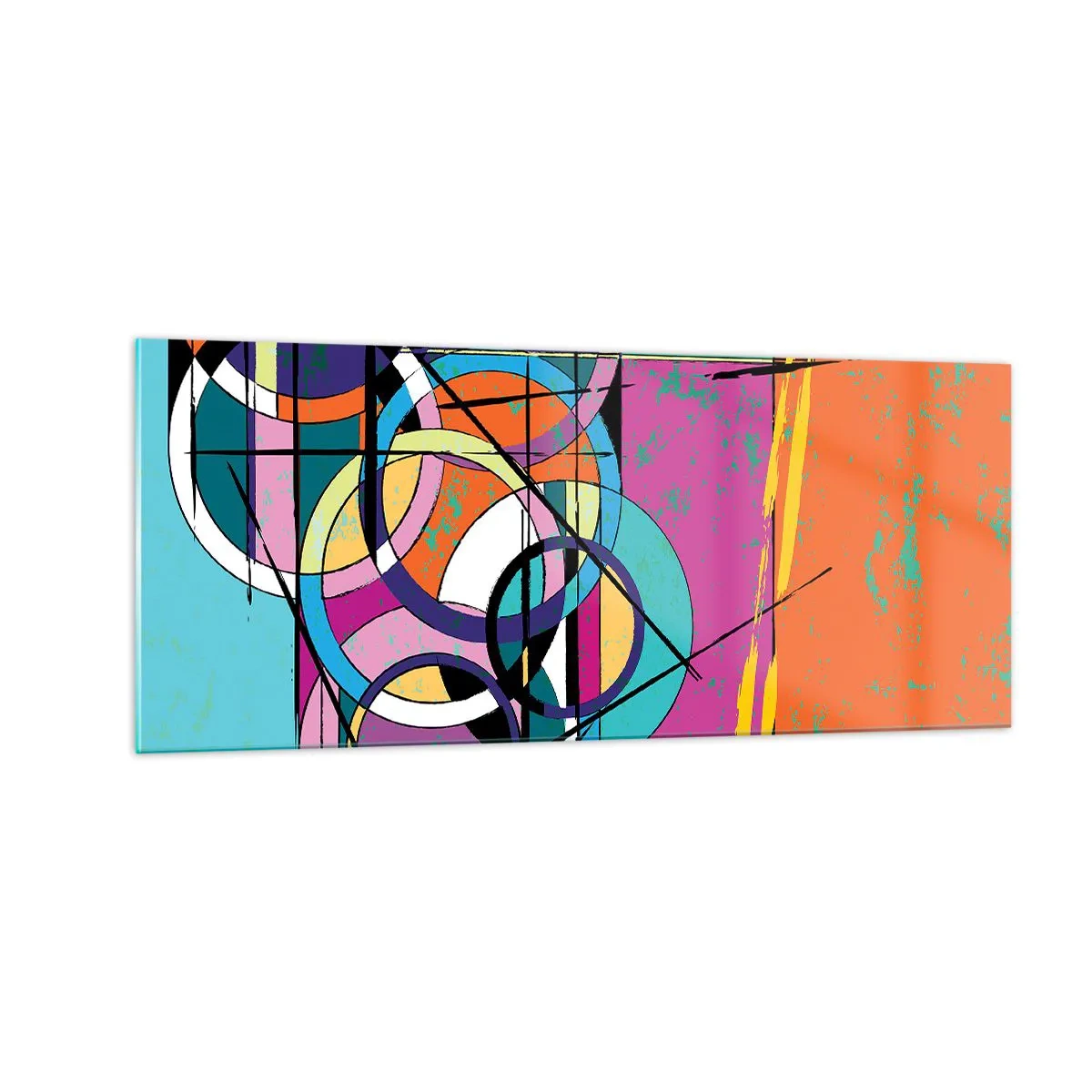 Tablou pe sticlă - Roată cu roată - 100x40 cm