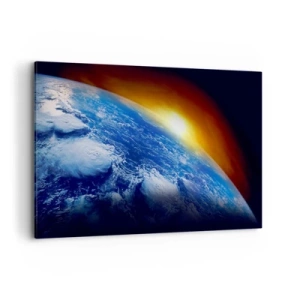 Tablou pe pânză - Răsărit de soare deasupra planetei albastre - 120x80 cm