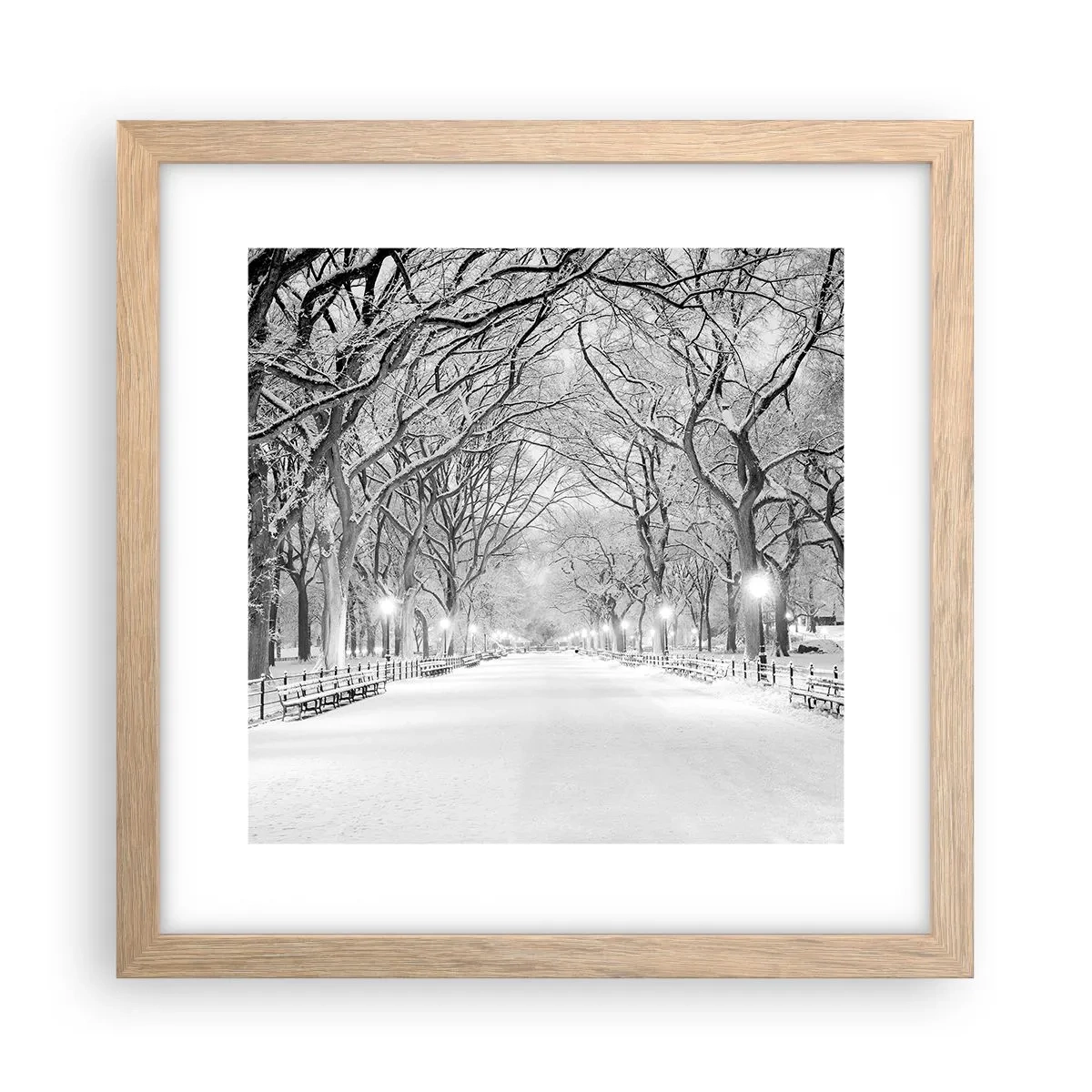 Poster în ramă de stejar deschis - Cele patru anotimpuri – iarna - 30x30 cm