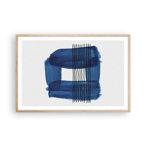 Poster în ramă de stejar deschis - Compoziție albastru-negru - 91x61 cm