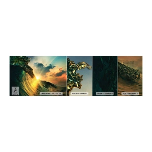 Mostră tapet autocolant Deluxe Sticker - Surferule, unde ești? - Valul mării, Raze de soare, Natură - 100x30 cm