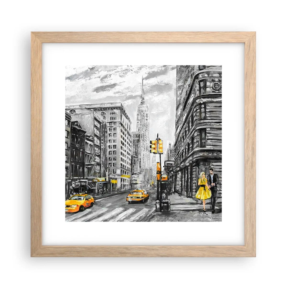 Poster în ramă de stejar deschis - O poveste din New York - 30x30 cm