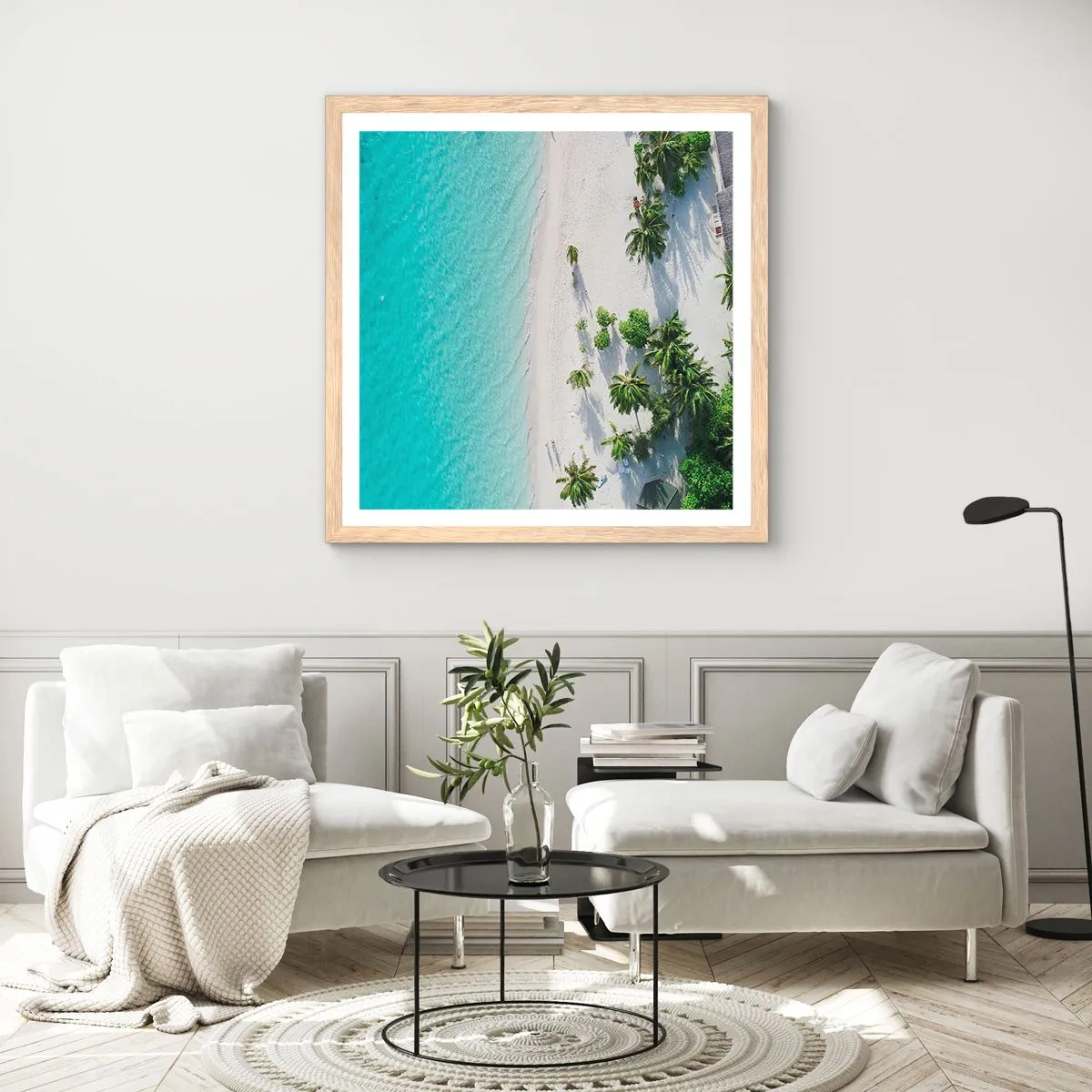 Poster în ramă de stejar deschis - Vacanță în paradis - 40x40 cm