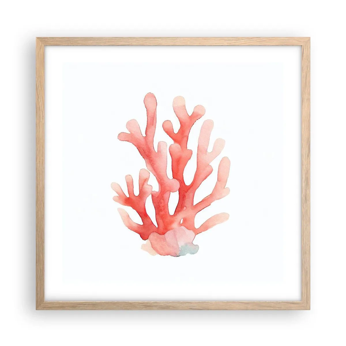 Poster în ramă de stejar deschis - Culoare de coral - 50x50 cm
