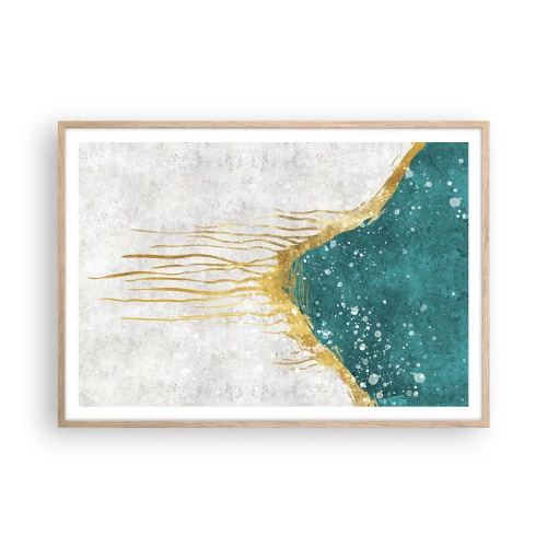 Poster în ramă de stejar deschis - Mareea de aur - 100x70 cm