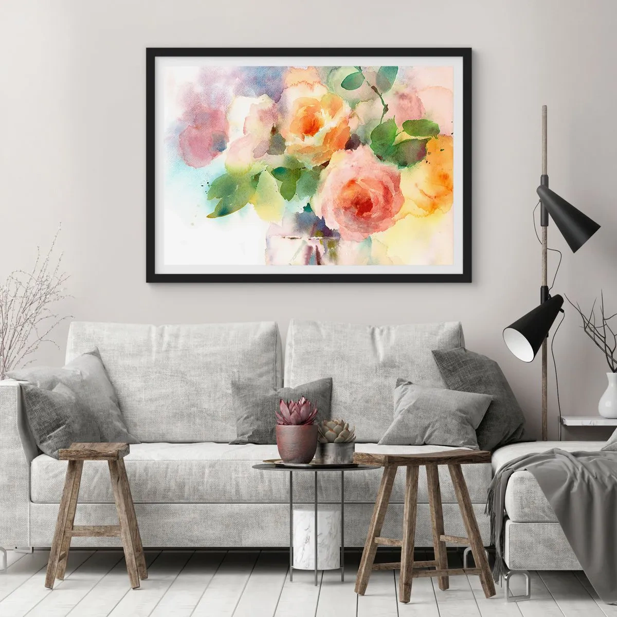 Poster în ramă neagră - Delicat ca o acuarelă - 70x50 cm