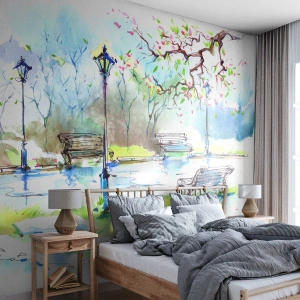 Fototapetă personalizată Premium Canvas - Magia liniștii din parc - Peisaj, Parc, Aleea Parcului