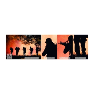 Mostră tapet autocolant Deluxe Sticker - ...Toți pentru unul. - Soldat, Armă, Puşcă - 100x30 cm