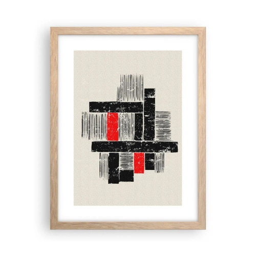 Poster în ramă de stejar deschis - Roșu și negru - 30x40 cm