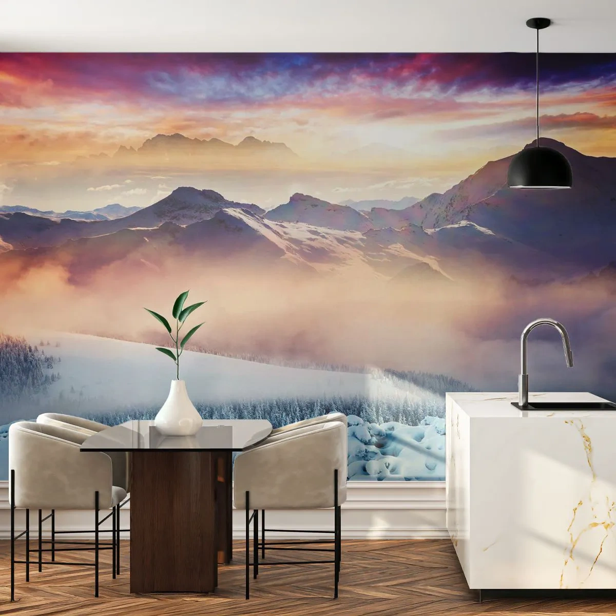 Tapet Premium Sand - Forța și puritatea naturii - Peisaj, Munţi, Iarnă - 100x70 cm
