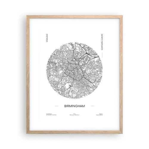 Poster în ramă de stejar deschis - Anatomia Birmingham - 40x50 cm