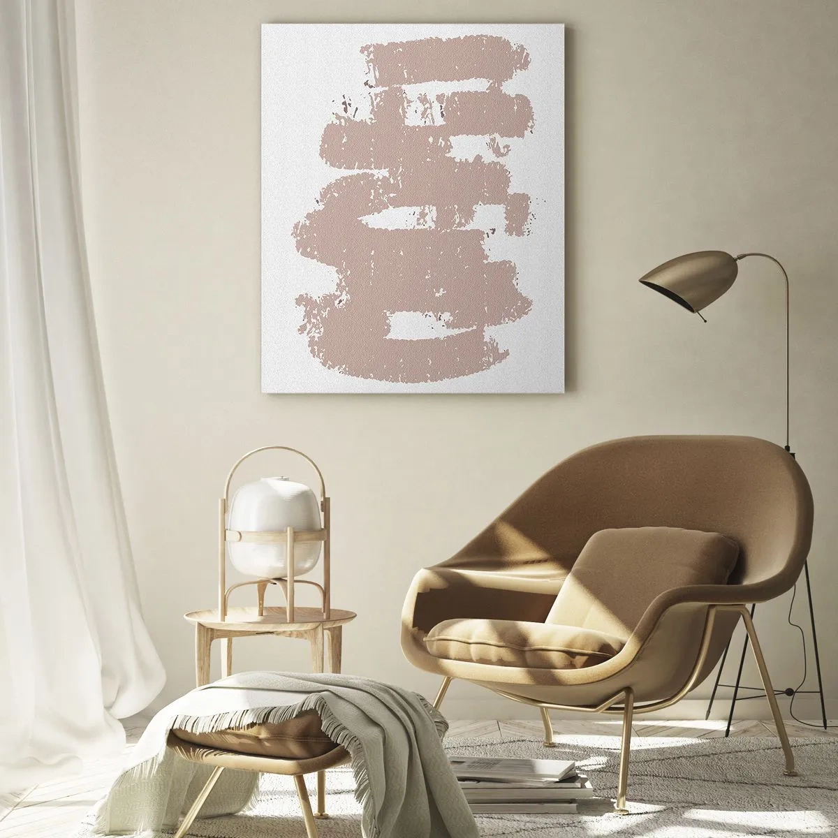 Tablou pe sticlă - Abstracție în roz moale - 70x100 cm