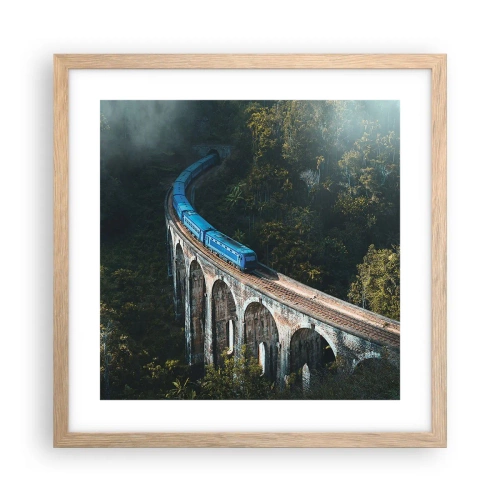 Poster în ramă de stejar deschis - Cu trenul spre natură - 40x40 cm