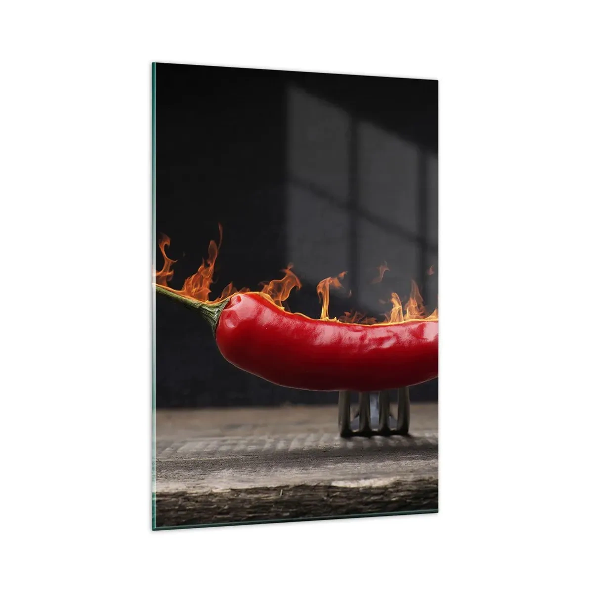 Tablou pe sticlă - O gustare înflăcărată - 80x120 cm