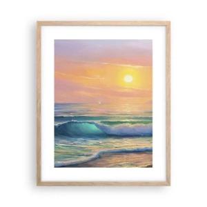 Poster în ramă de stejar deschis - Cântecul turcoaz al valurilor - 40x50 cm