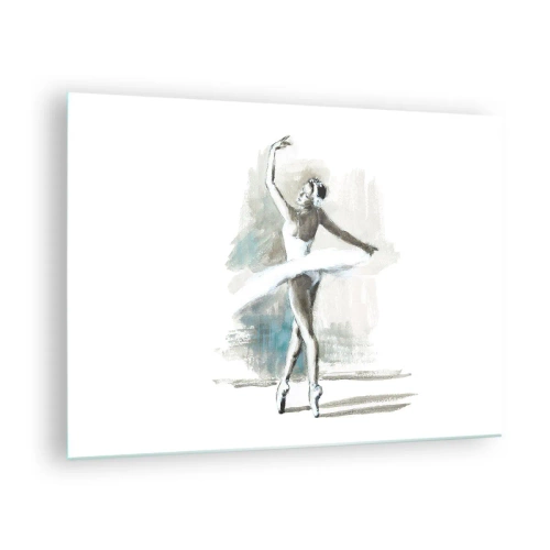 Tablou pe sticlă - O balerină într-o poză de dans clasic - 70x50cm - Fermecată într-o lebădă - Decorațiune modernă pentru perete pentru living și dormitor ARTTOR