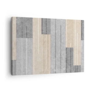 Tablou pe pânză Canvas - Compoziție geometrică în nuanțe de gri și bej - 70x50cm - Compoziție: în poziție verticală - Decorațiune modernă pentru perete pentru living și dormitor ARTTOR