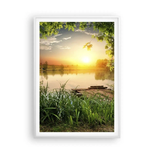 Poster în ramă albă - Peisaj într-un cadru verde - 70x100 cm