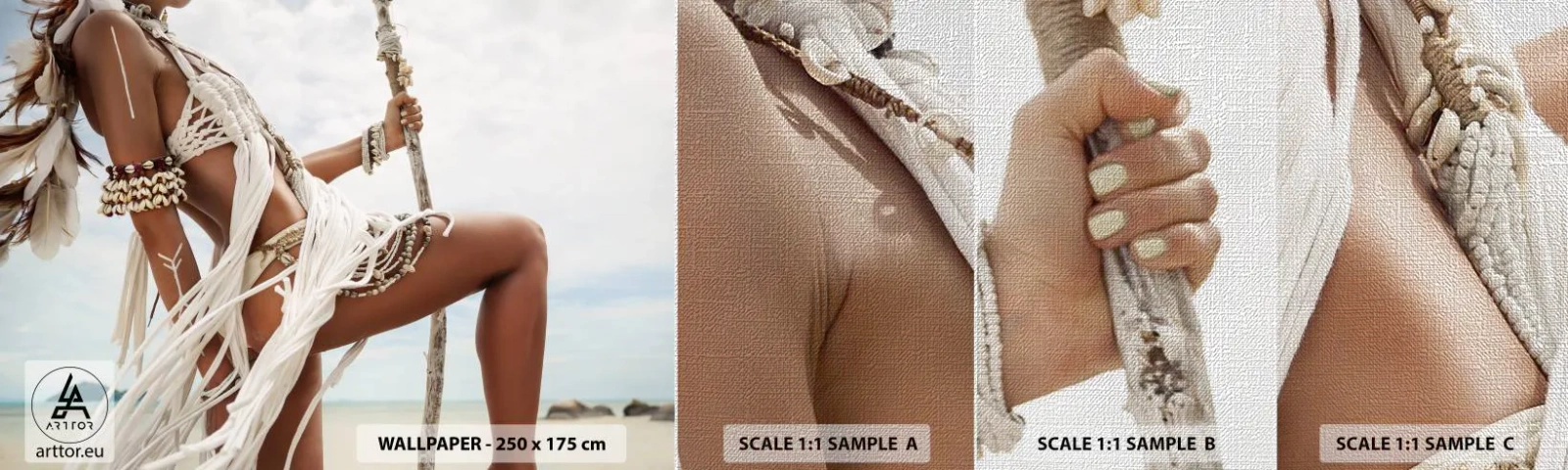 Mostră tapet Premium Canvas - Preoteasa Soarelui - Femeie, Boho, Epocă - 100x30 cm