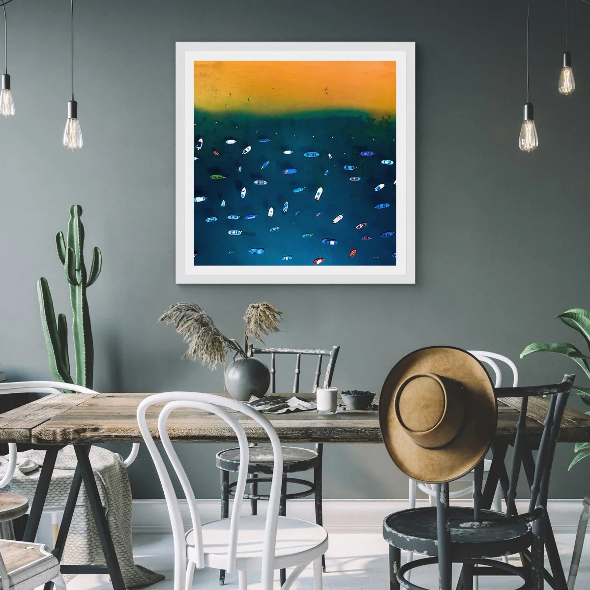 Poster în ramă albă - Joc de vacanță - 40x40 cm