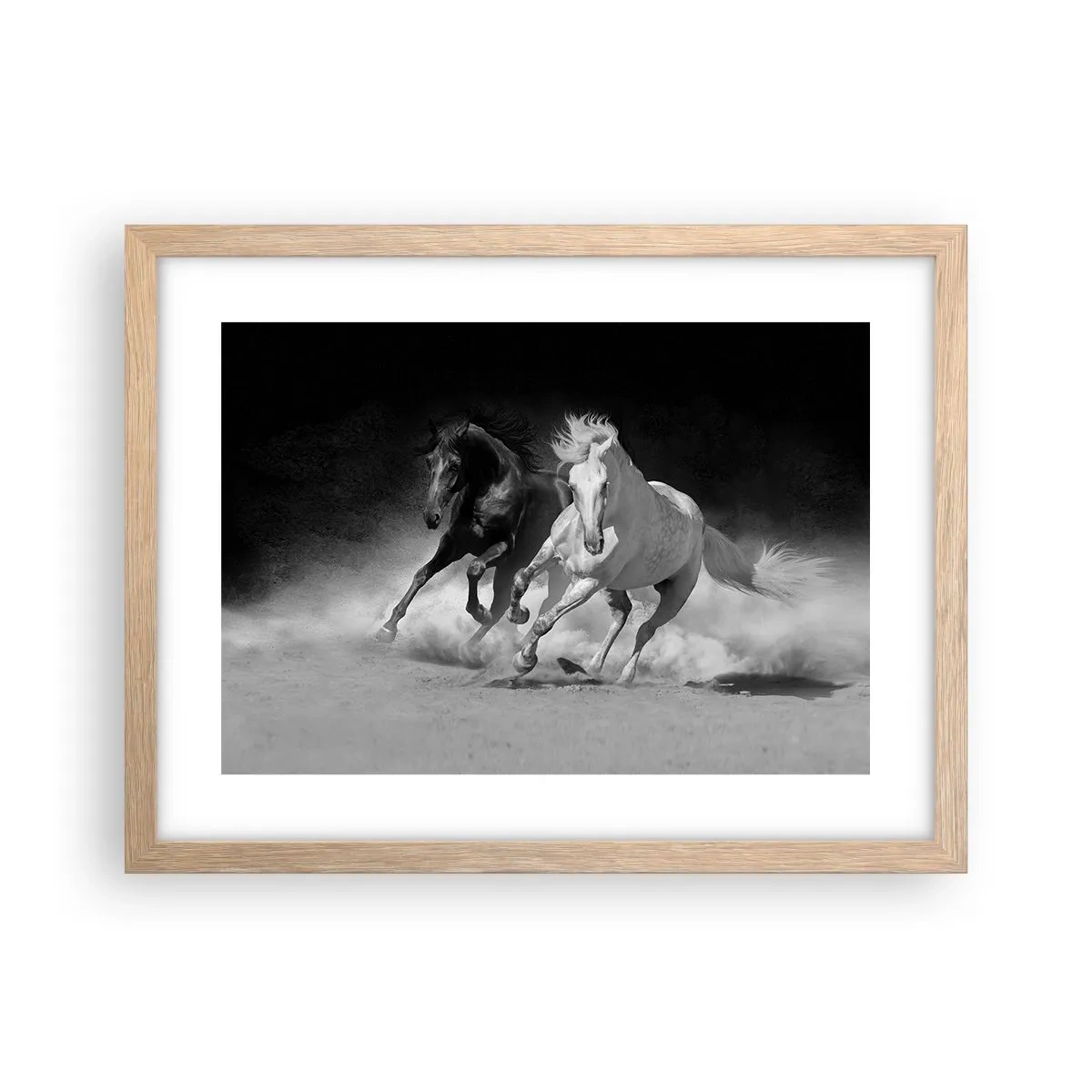 Poster în ramă de stejar deschis - Galopul libertății - 40x30 cm