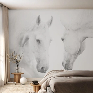 Tapet Premium Canvas - Este aceasta o prietenie...? - Cai, Natură, Animale - 250x175 cm
