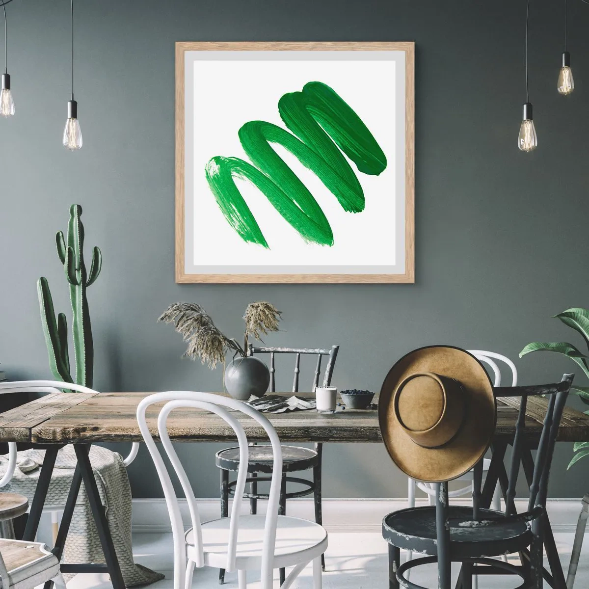 Poster în ramă de stejar deschis - Glumă verde - 40x40 cm