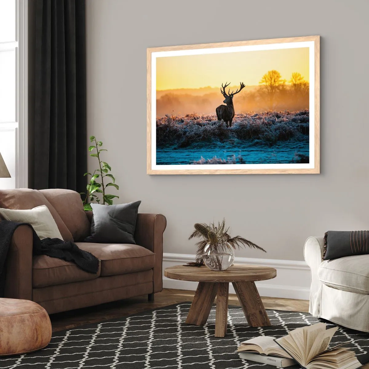 Poster în ramă de stejar deschis - Încoronat pe domeniul său - 100x70 cm