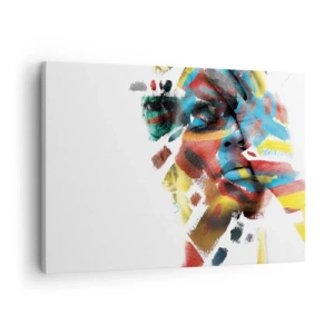 Tablou pe pânză Canvas - Portret abstract în culori vii - 70x50cm - Personalitate colorată - Decorațiune modernă pentru perete pentru living și dormitor ARTTOR