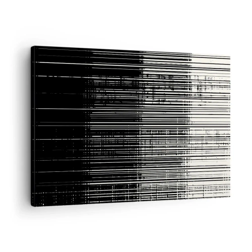 Tablou pe pânză Canvas - Compoziție abstractă de linii în contrast alb-negru - 70x50cm - Valuri și vibrații - Decorațiune modernă pentru perete pentru living și dormitor ARTTOR